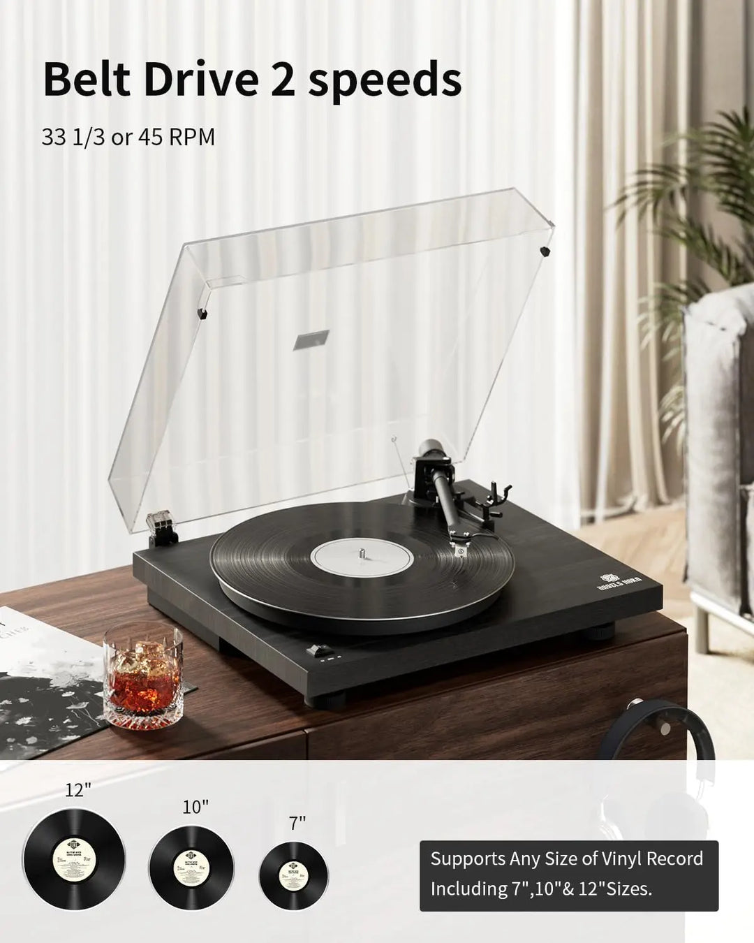 AngelsHornExperience Quality Sound with our Vintage Wooden Bluetooth Turntable