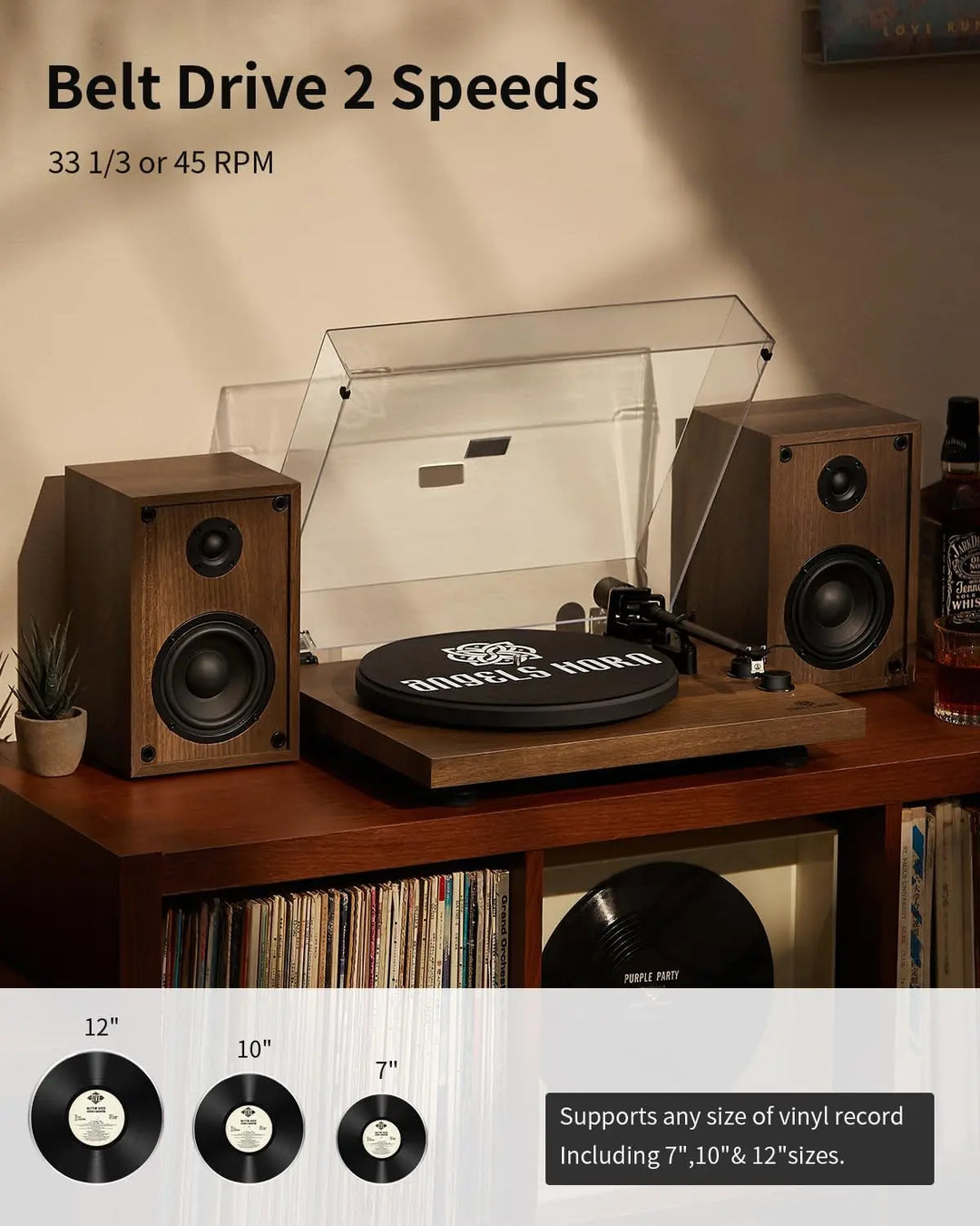 Angels Horn H00501 Hi-Fi Bluetooth Turntable with Stereo Bookshelf Speakers - AngelsHorn