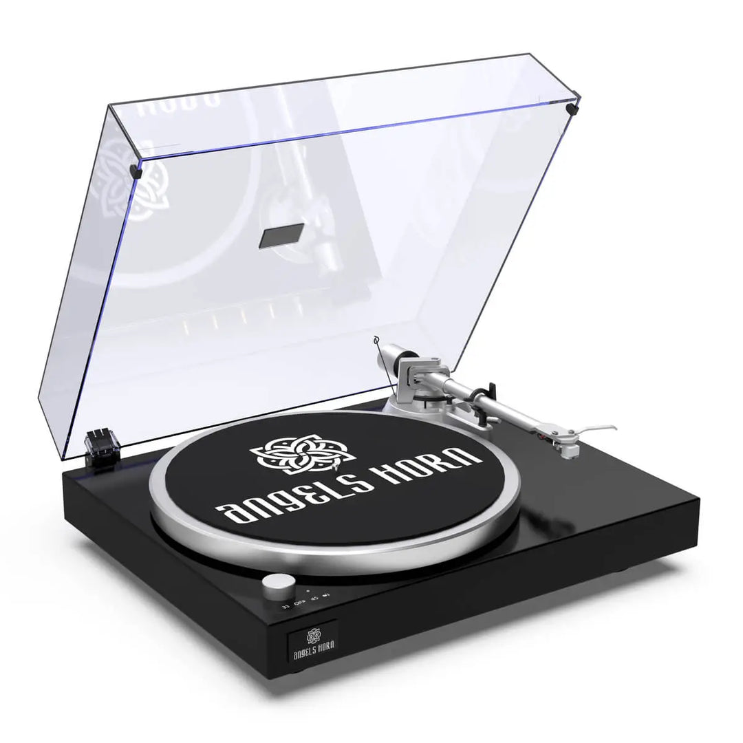 ANGELS HORN H003-BK Bluetooth Turntable Vinyl Record Player (Piano Black) - AngelsHorn