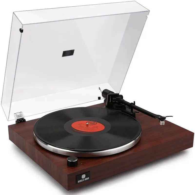 AngelsHornRed Brown Bluetooth Vinyl Record Player With Stable Aluminum Platter