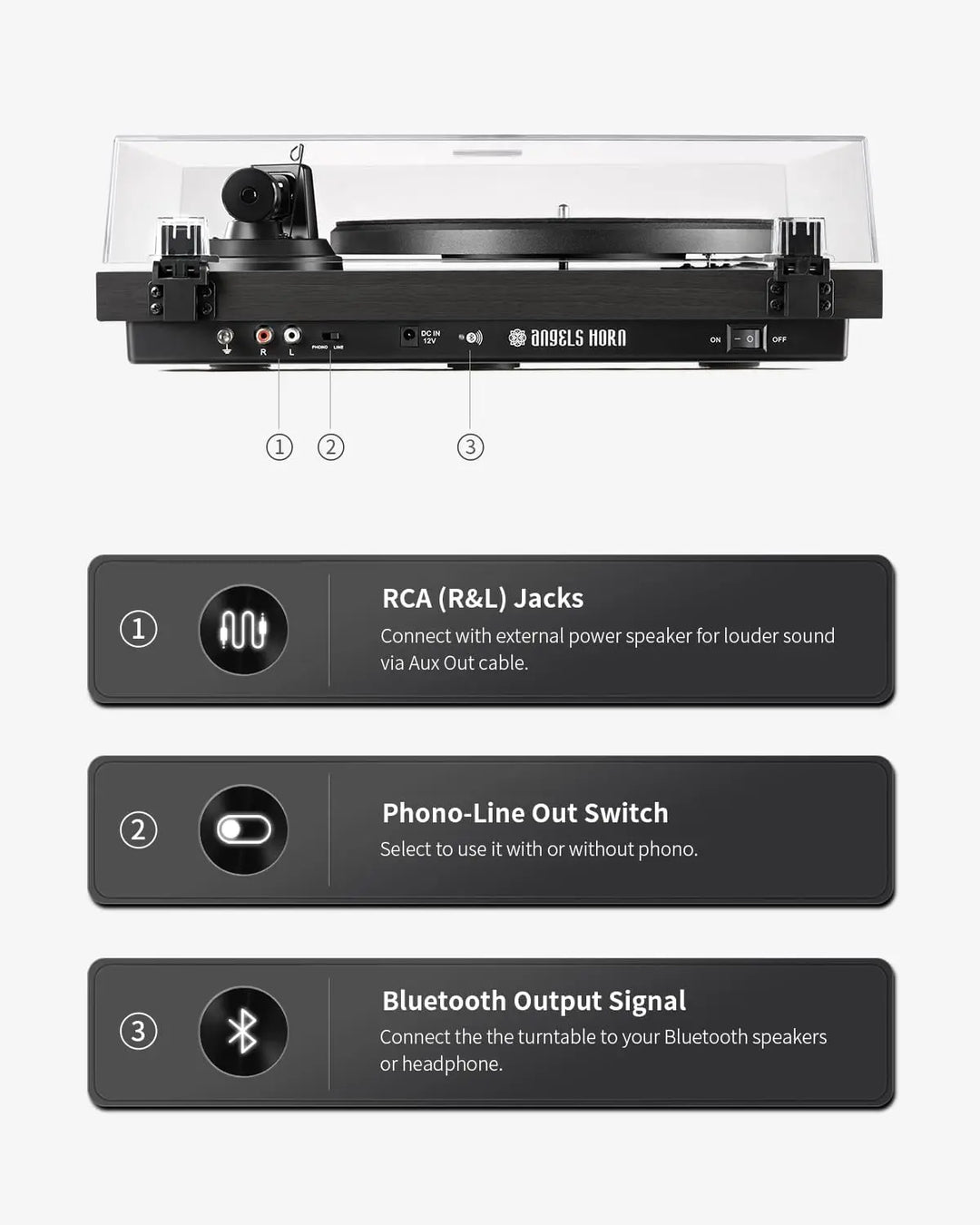 AngelsHornExperience Quality Sound with our Vintage Wooden Bluetooth Turntable