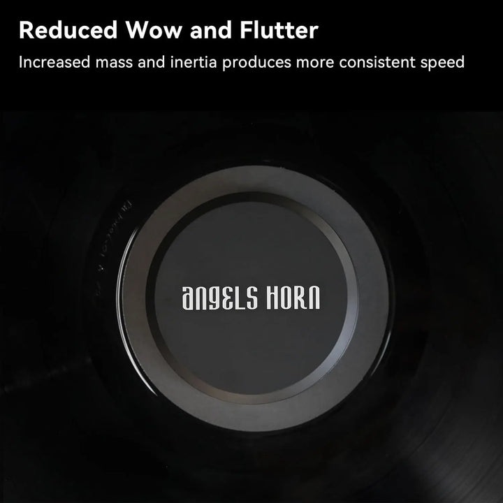 Angels Horn  HiFi Vinyl Record Weight Stabilizer High Mass 303 gram Aluminum LP Disc Turntable Accessory with Oxide plating layer and  Protective Leather Pad for Vibration Damping Angels Horn