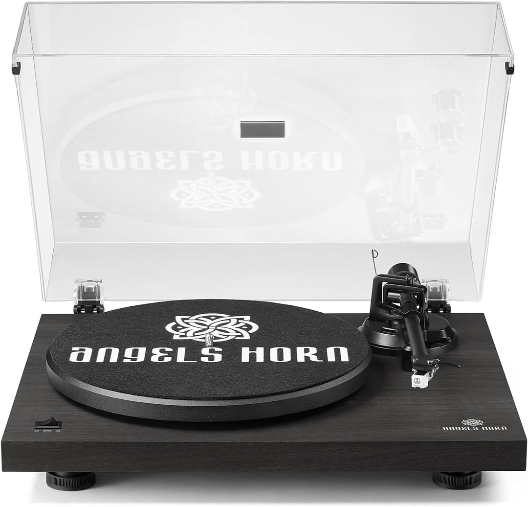Angels Horn H002BT-BK Exceptional Quality Vintage Wooden Bluetooth Turntable Vinyl Player - AngelsHorn