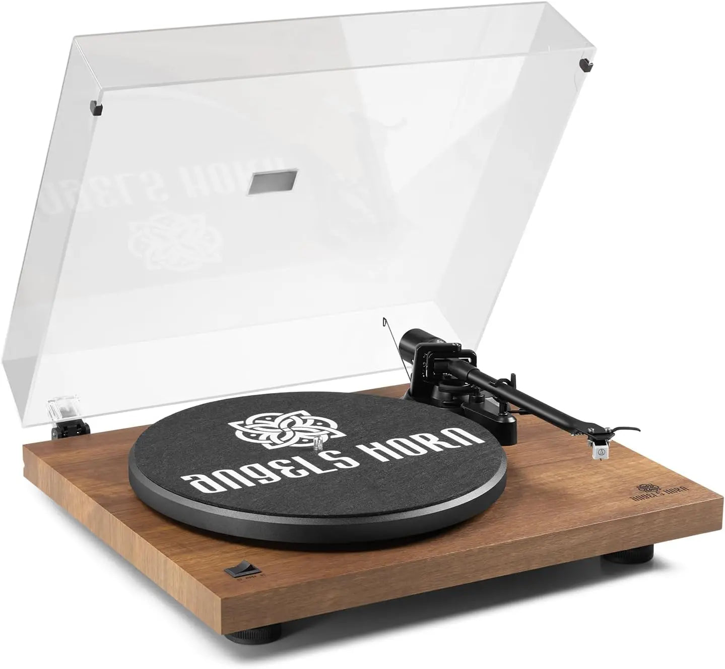 Angels Horn H002BT-OR Bluetooth Turntable Vinyl Record Player (Walnut)
