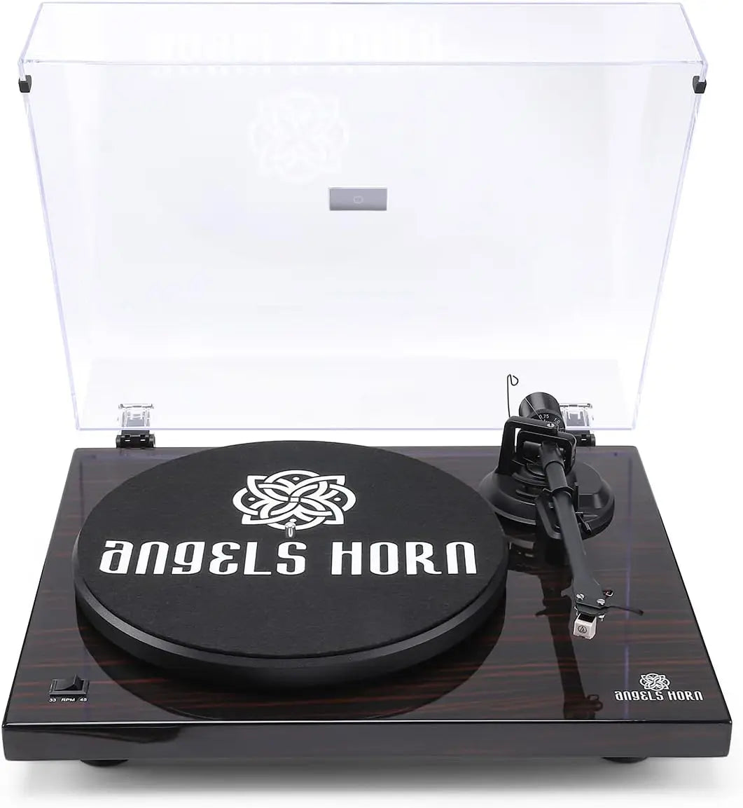 Angels Horn H002BT-BK Bluetooth Turntable Vinyl Record Player (Mahogany) Angels Horn