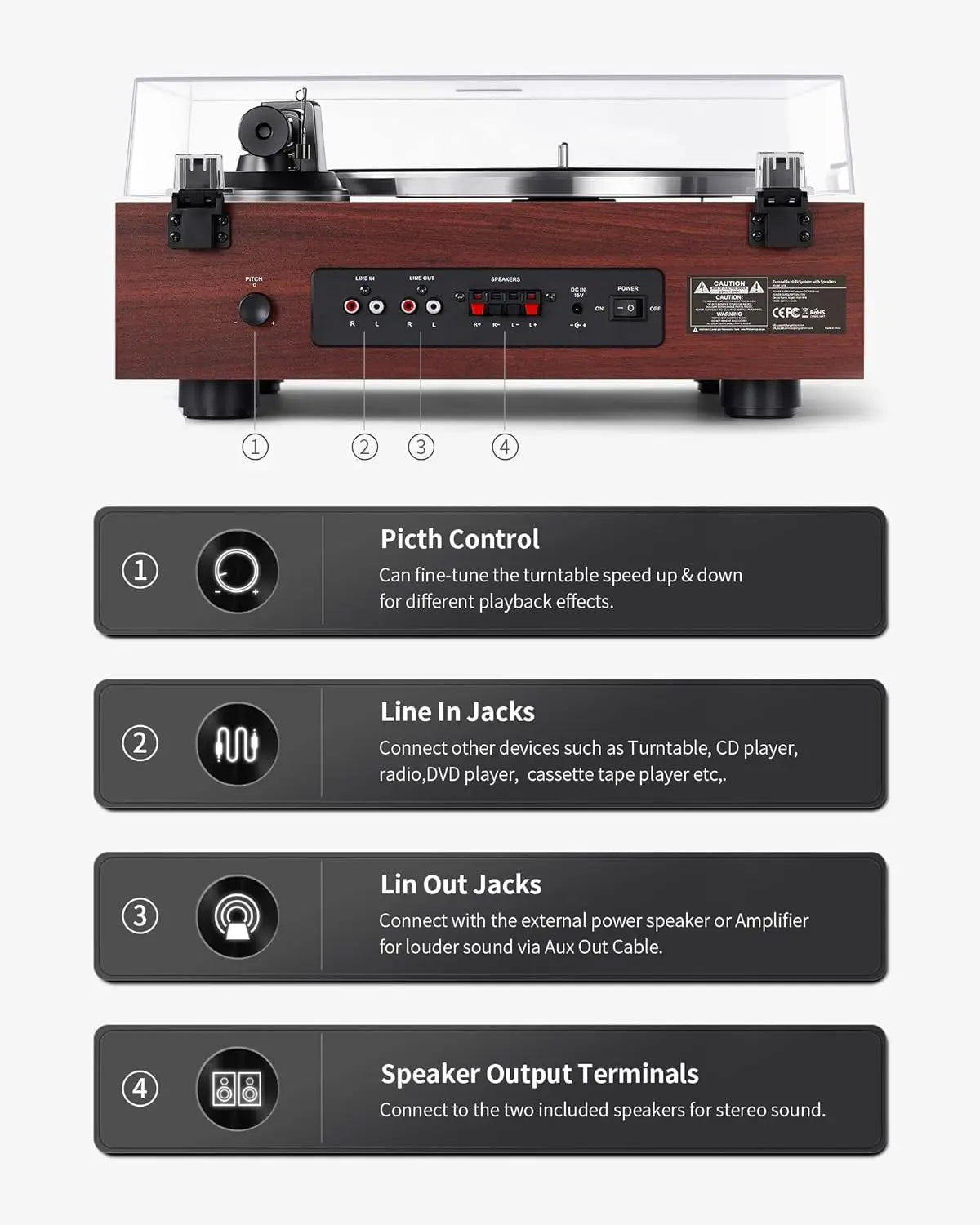 Angels Horn AH6 Turntable HiFi System - Premium Record Player with