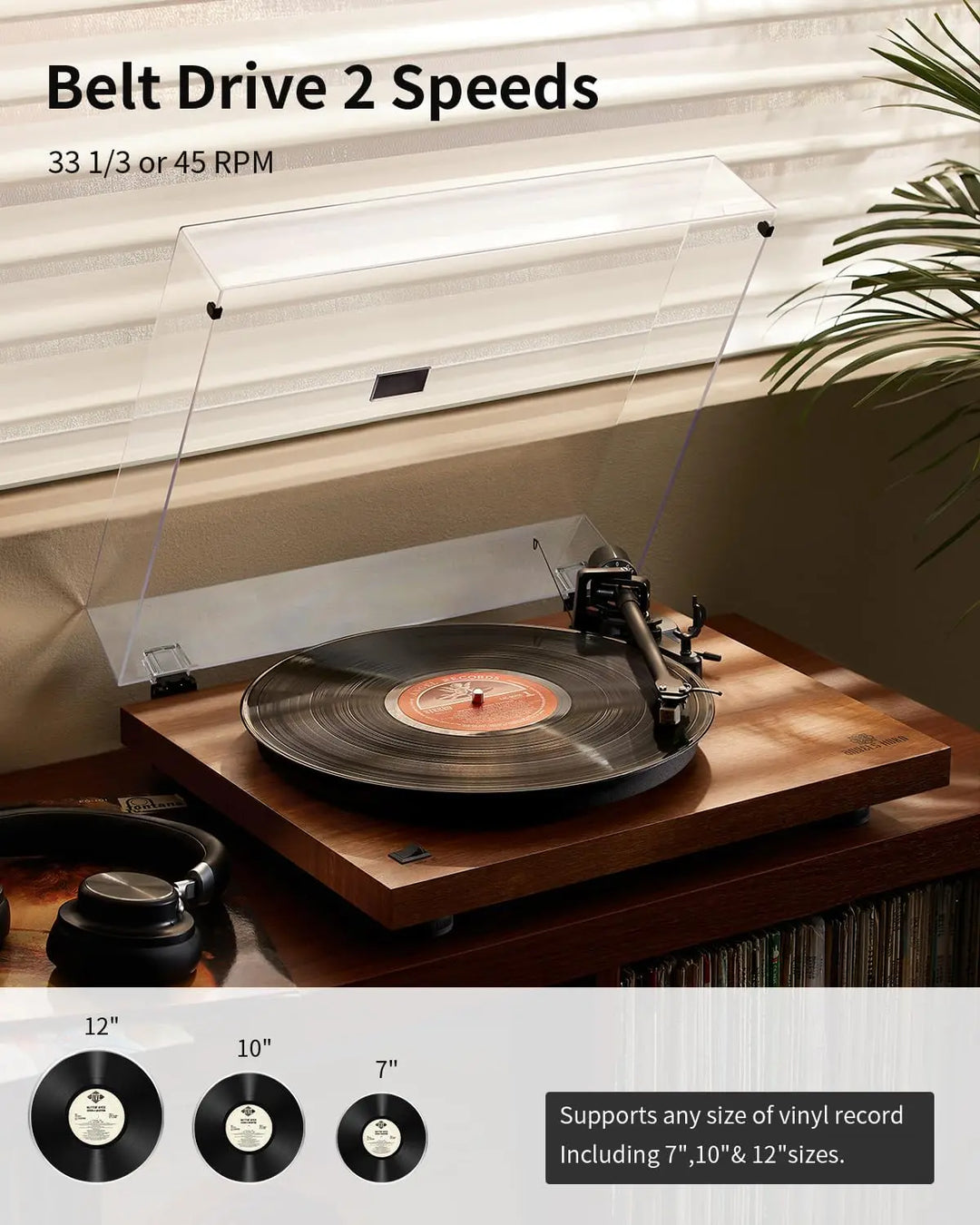 New vinyl record player entry retro phonograph small flat plate