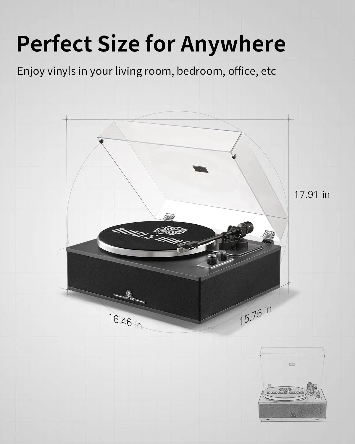 Angels Horn H019 Hi-Fi Bluetooth Turntable with Built-in Speakers vintage  record player