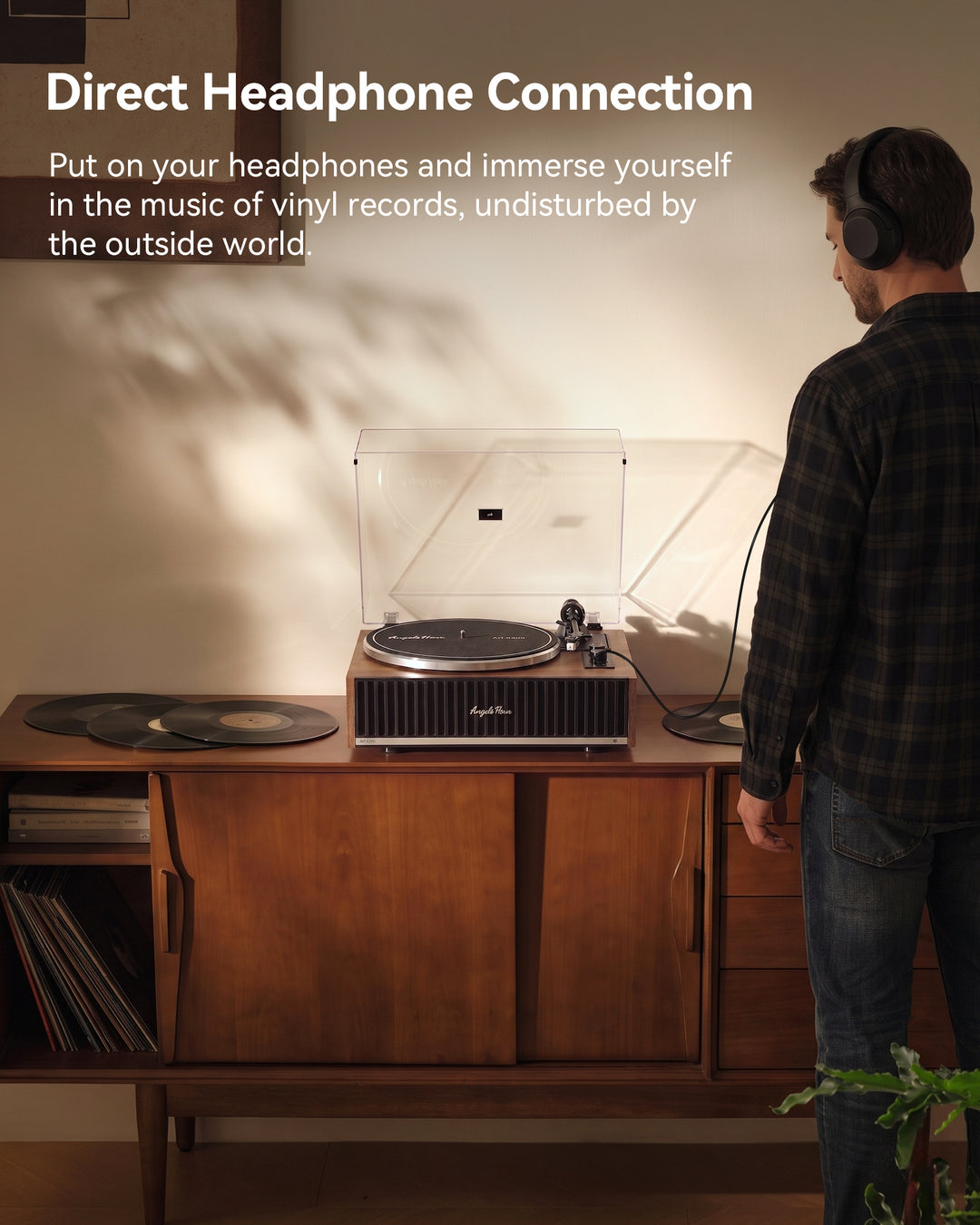 Angels Horn AH X200 Turntable Hi-Fi System with Built-in Speakers &amp; Bluetooth