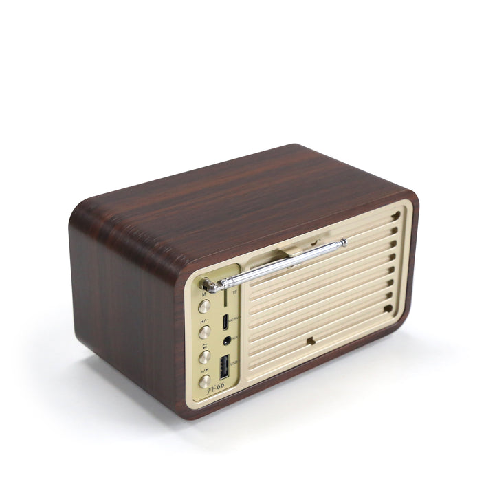 Angels Horn FR01 Vintage Bluetooth Speaker & FM Radio | Retro Wooden Home Audio, Powerful Bass, TF Card/AUX Input, Portable Wireless Speaker for Home, Office, Decor (Walnut Wood)