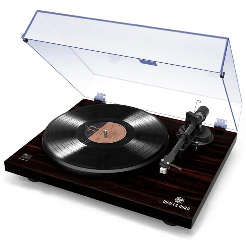 AngelsHornH002-BK Mahogany Two-speed Vinyl Classic Retro Turntable