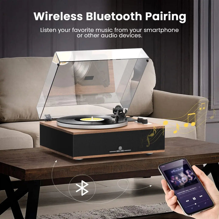 Angels Horn H019 Hi-Fi Bluetooth Turntable with Built-in Speakers AngelsHorn