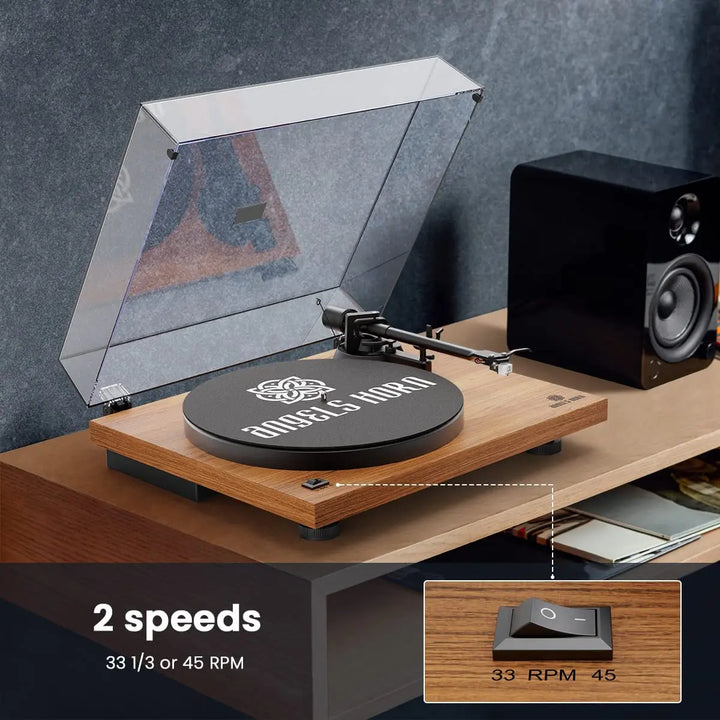 AngelsHornAngels Horn H002BT-OR Vintage Wooden Bluetooth Turntable 