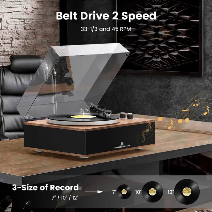 Angels Horn H019 Hi-Fi Bluetooth Turntable with Built-in Speakers AngelsHorn