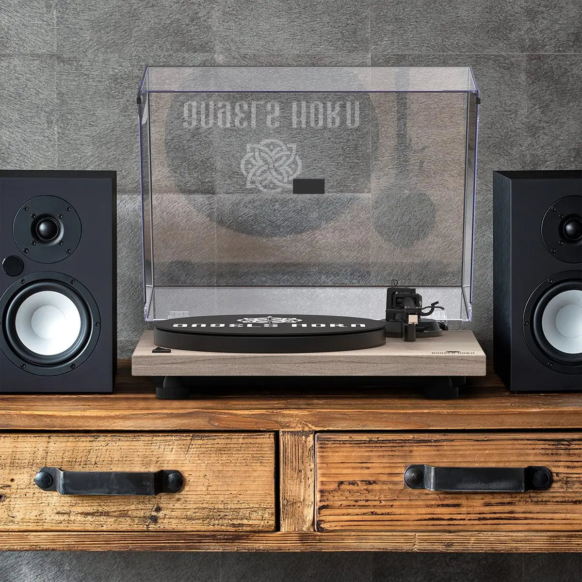 ANGELS HORN H002-WH Record Player Vintage Vinyl Turntable (White Maple) - AngelsHorn