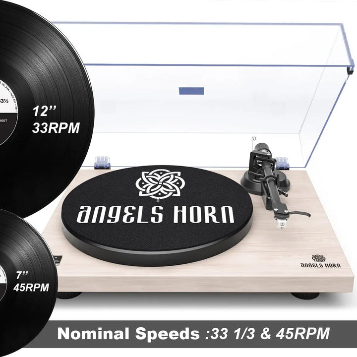 ANGELS HORN H002-WH Record Player Vintage Vinyl Turntable (White Maple) - AngelsHorn