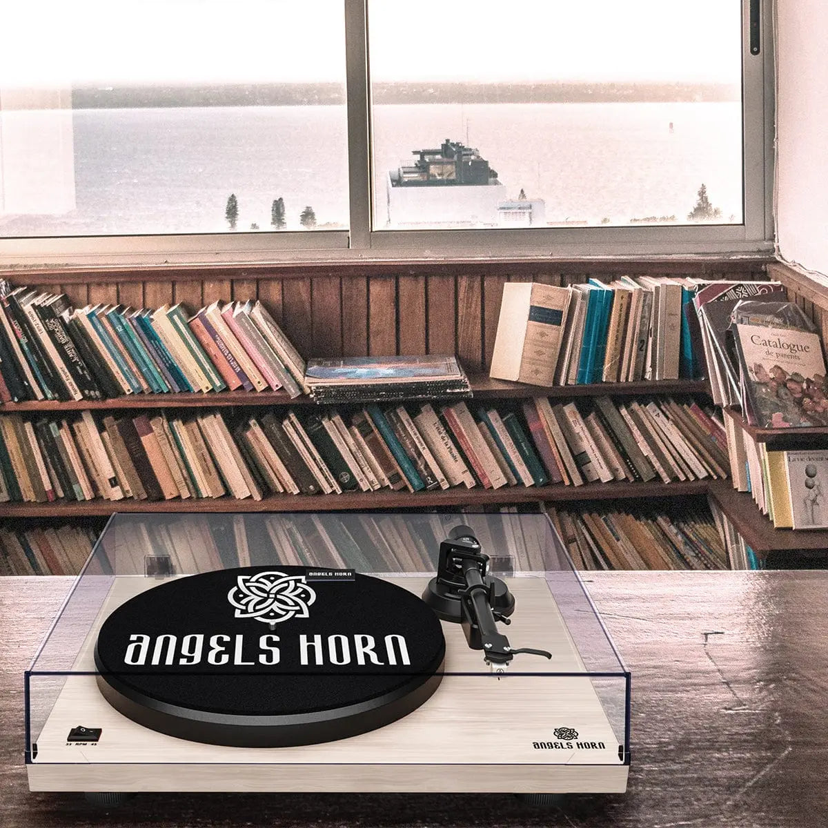 ANGELS HORN H002-WH Record Player Vintage Vinyl Turntable (White Maple) - AngelsHorn