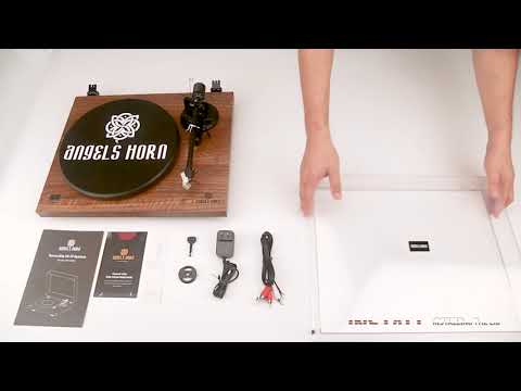 Angels Horn H002BT-BK Bluetooth Turntable Vinyl Record Player (Mahogany)